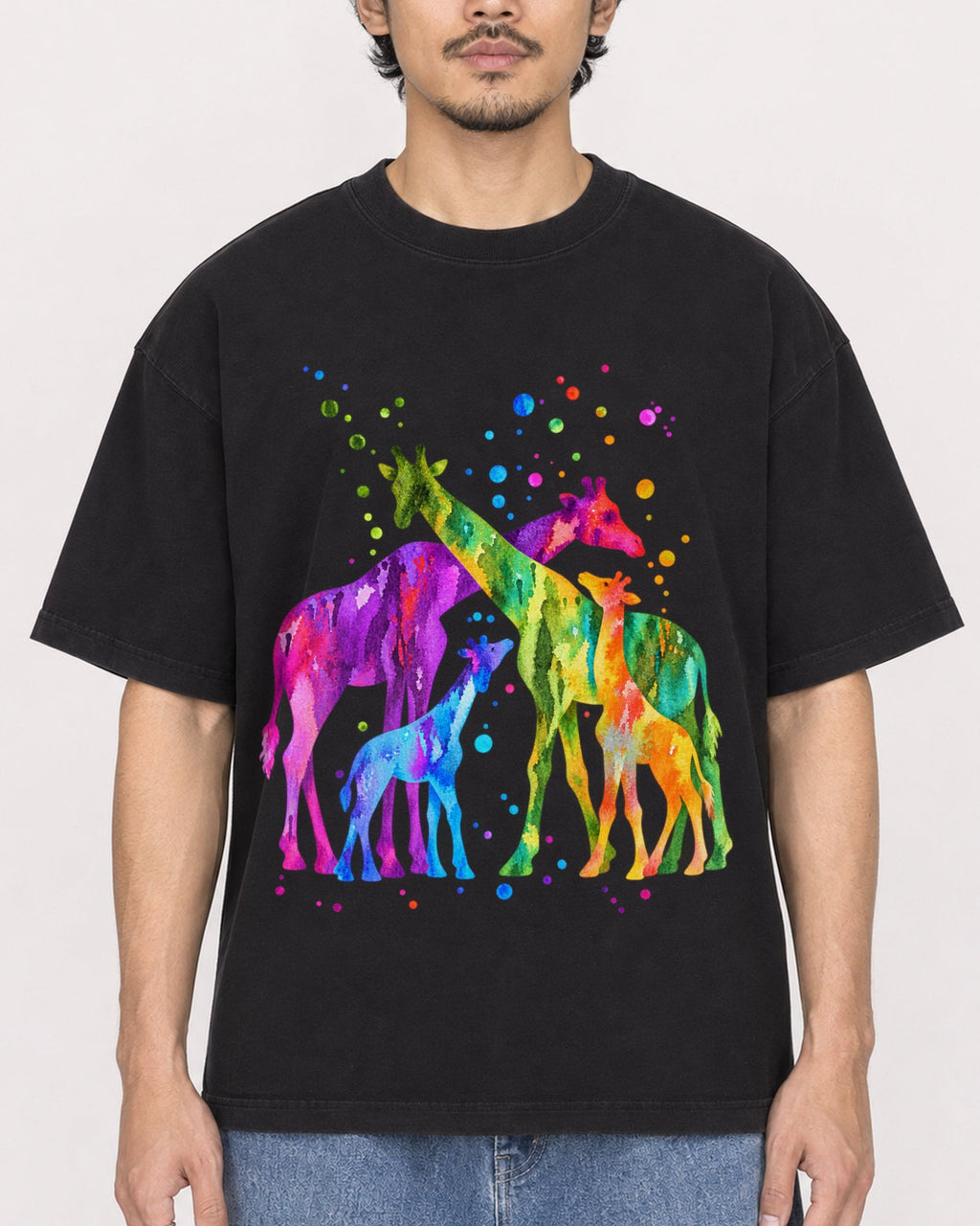 Mockup Boxy Heavyweight Tee Black male close-up 02