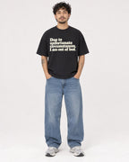 Mockup Boxy Heavyweight Tee Black male full-body 42