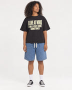 Mockup Boxy Heavyweight Tee Black female full-body 05
