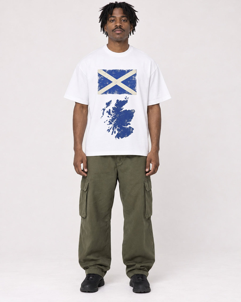 Mockup Boxy Heavyweight Tee White male full-body 04