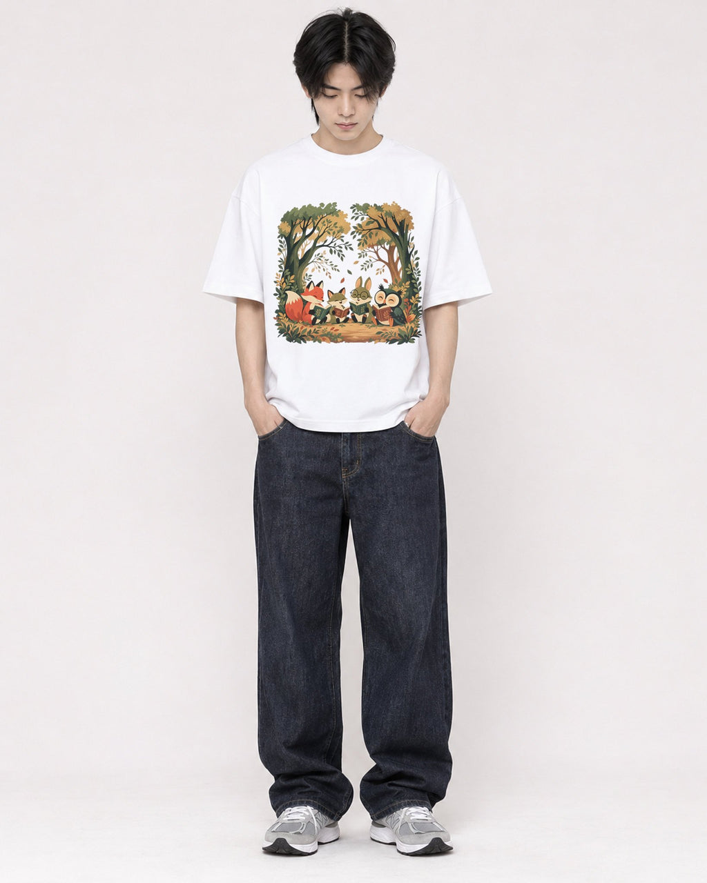 Mockup Boxy Heavyweight Tee White male full-body 11