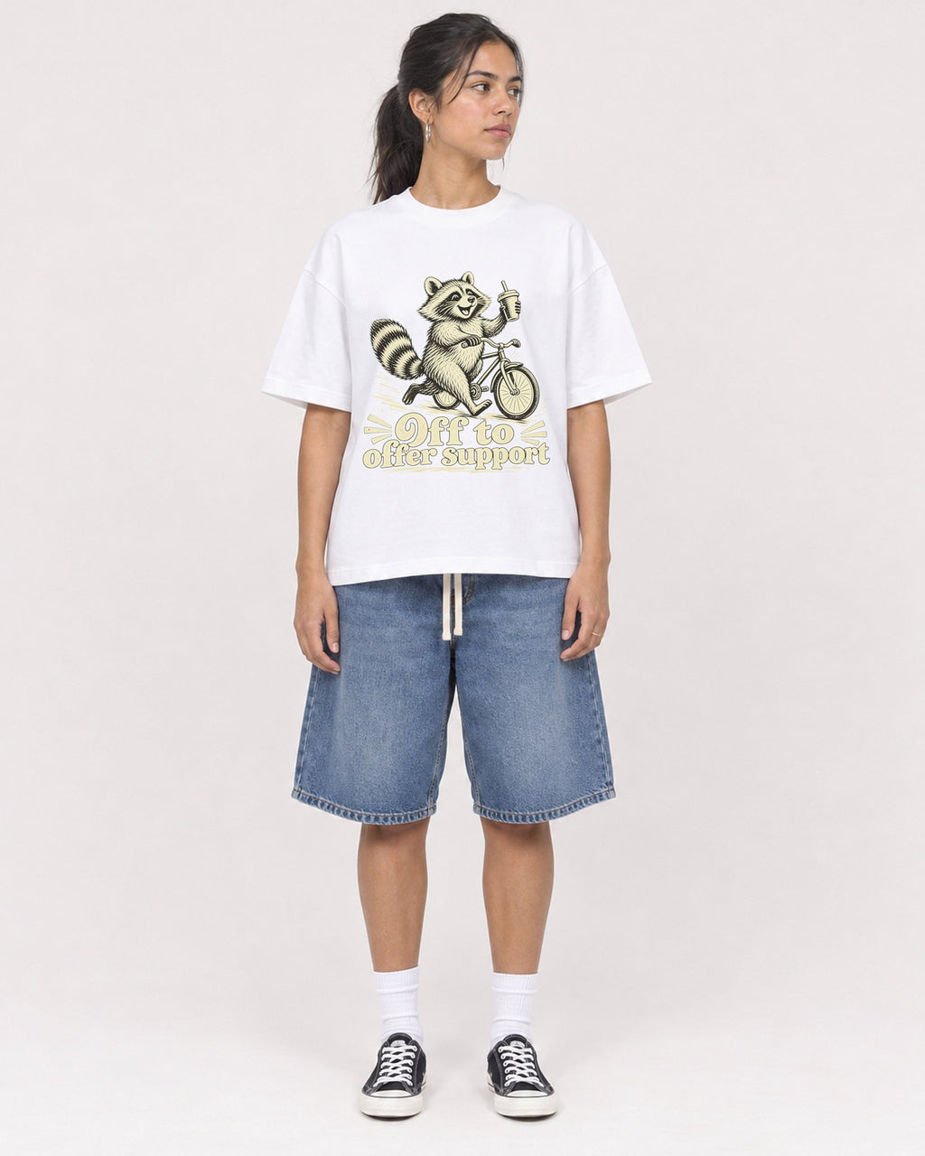 Mockup Boxy Heavyweight Tee White female full-body 16