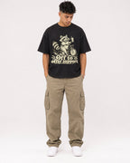Mockup Boxy Heavyweight Tee Black male full-body 16