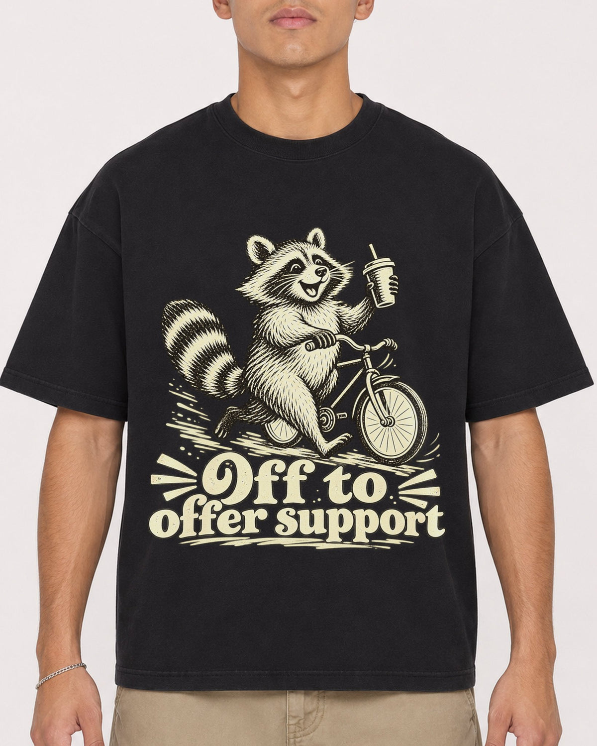 Mockup Boxy Heavyweight Tee Black male close-up 16