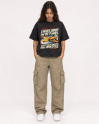 Mockup Boxy Heavyweight Tee Black female full-body 06