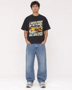 Mockup Boxy Heavyweight Tee Black male full-body 06