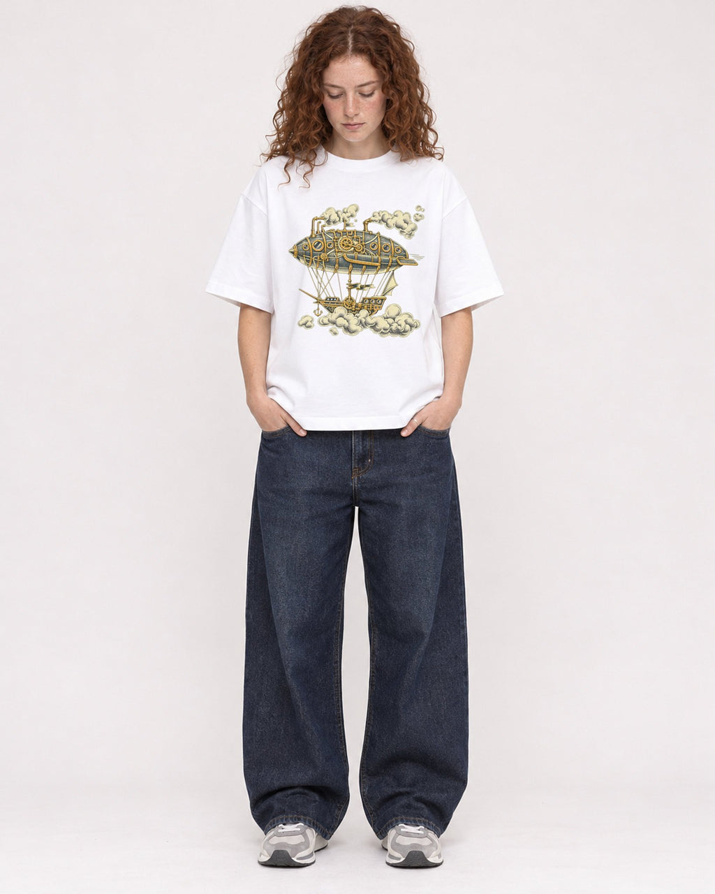 Mockup Boxy Heavyweight Tee White female full-body 09