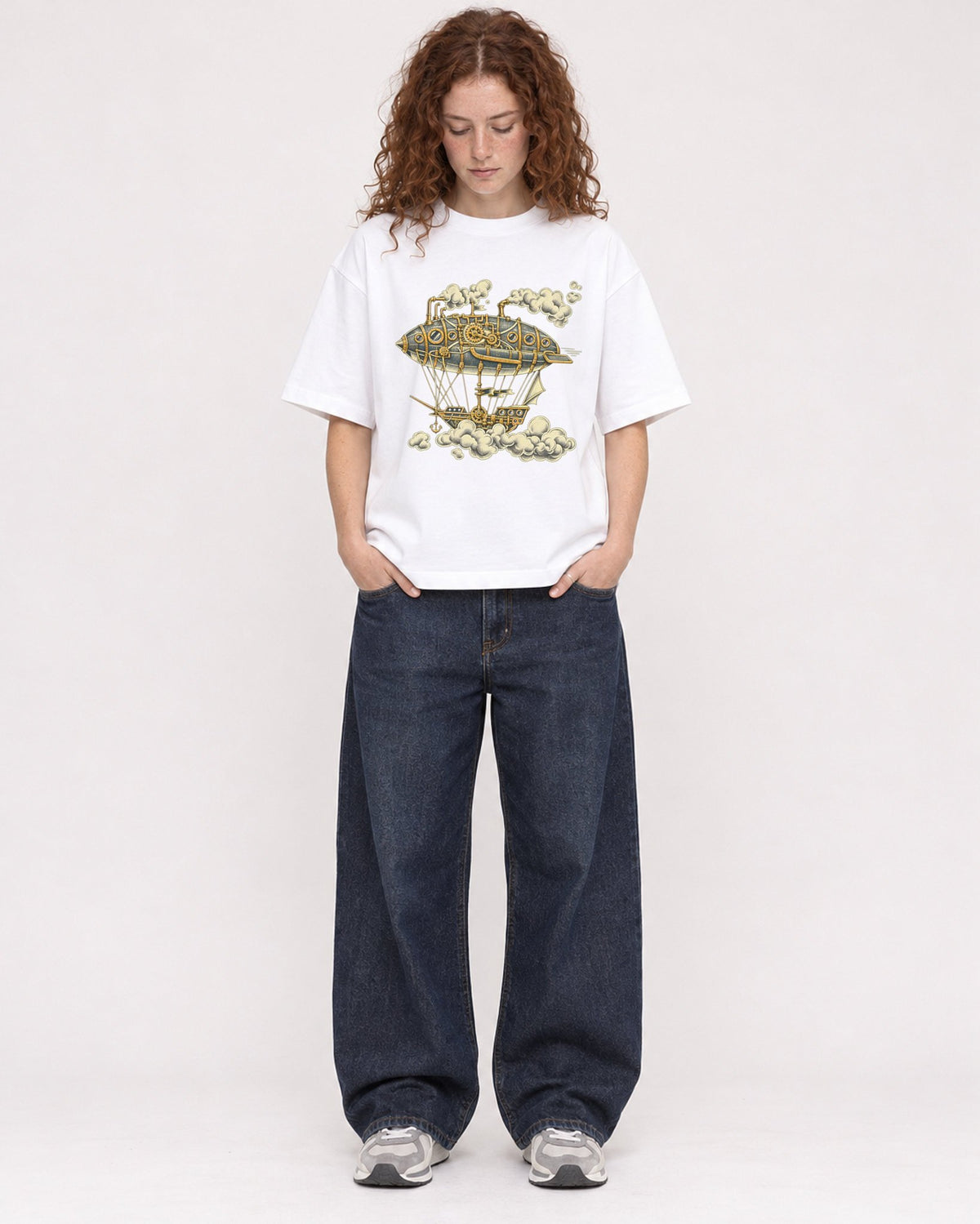 Mockup Boxy Heavyweight Tee White female full-body 09
