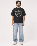 Mockup Boxy Heavyweight Tee Black male full-body 17