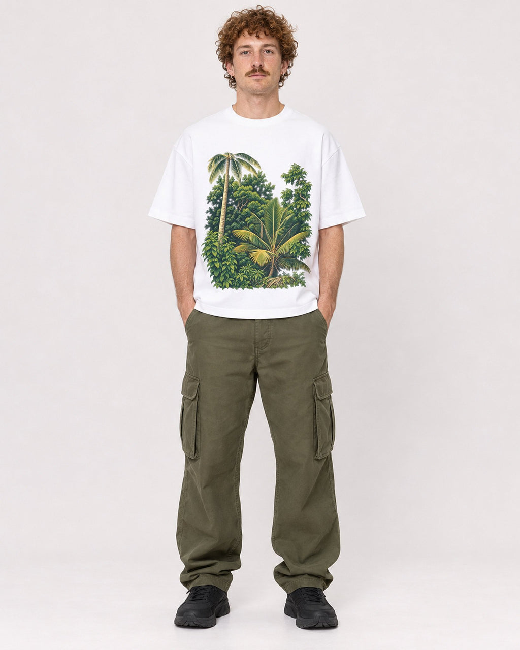 Mockup Boxy Heavyweight Tee White male full-body 09