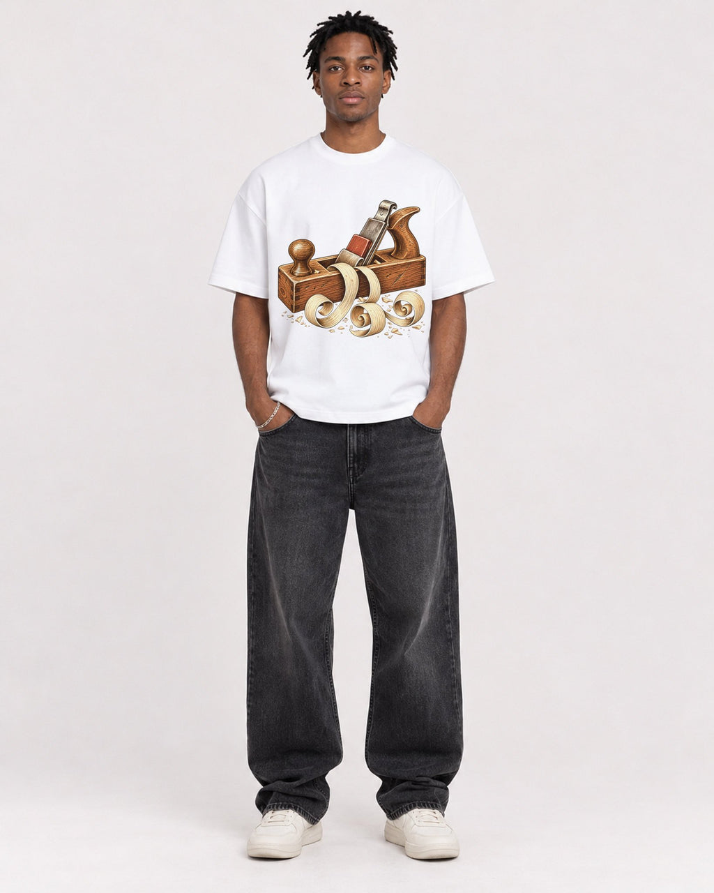 Mockup Boxy Heavyweight Tee White male full-body 05