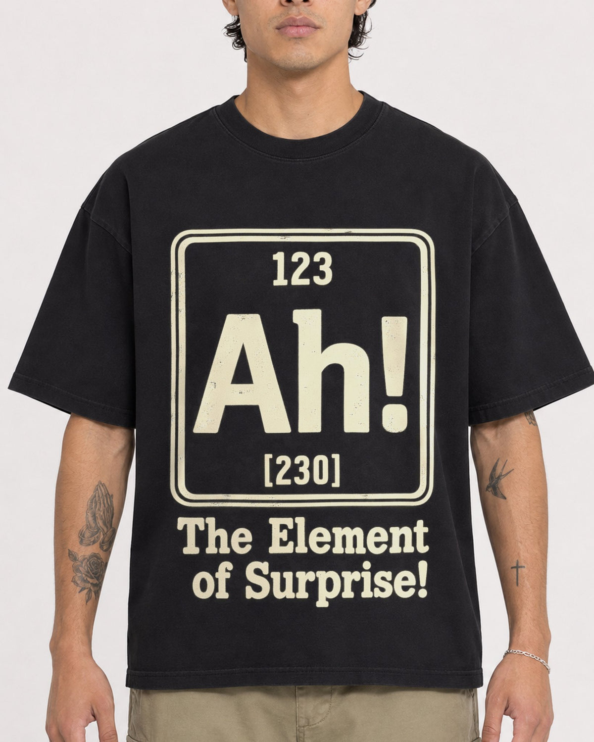 Mockup Boxy Heavyweight Tee Black male close-up 36