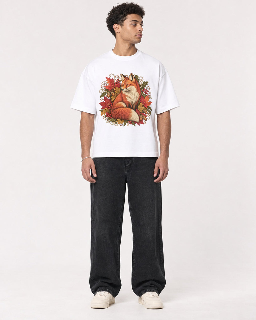 Mockup Boxy Heavyweight Tee White male full-body 10