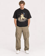 Mockup Boxy Heavyweight Tee Black male full-body 28