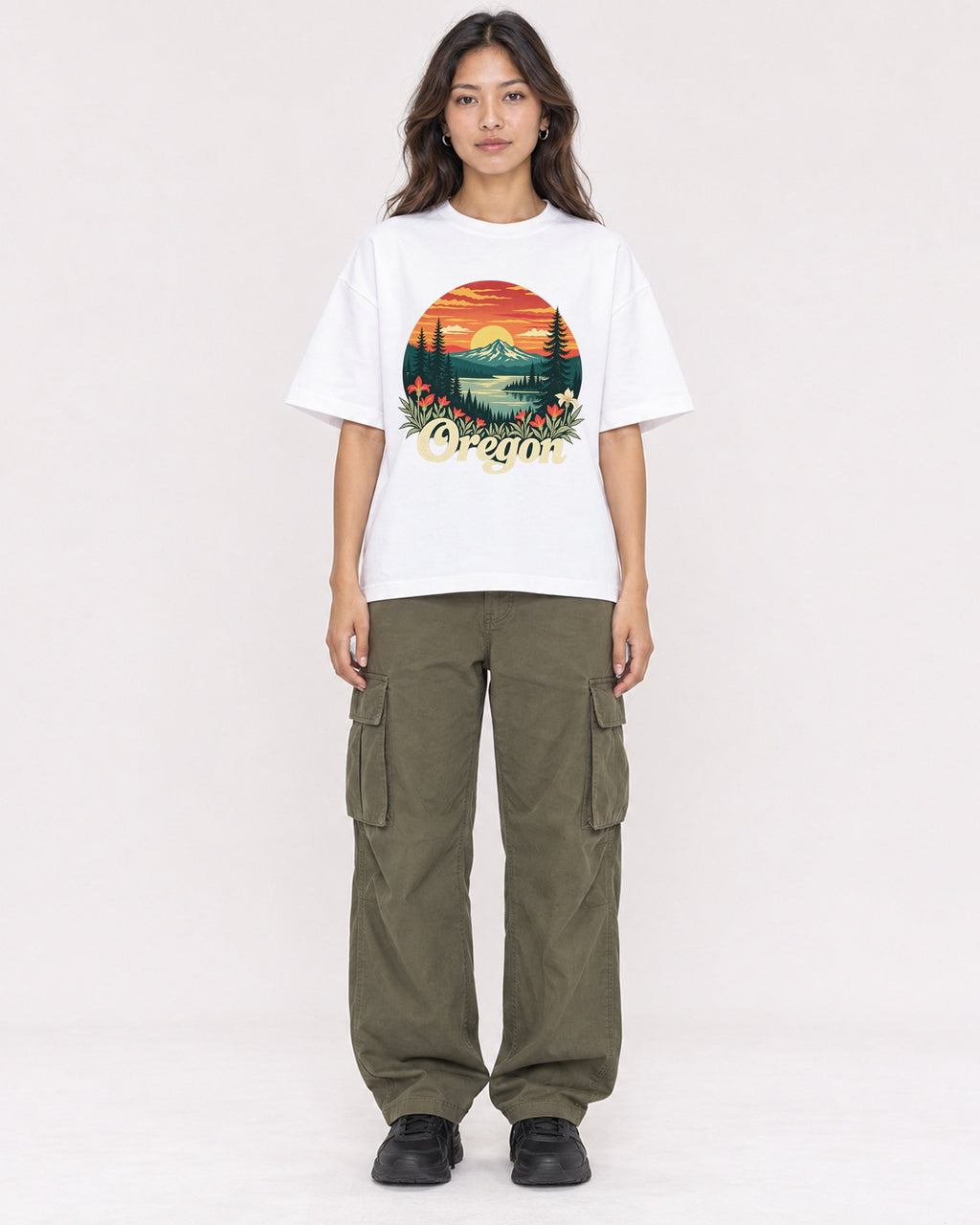 Mockup Boxy Heavyweight Tee White female full-body 02