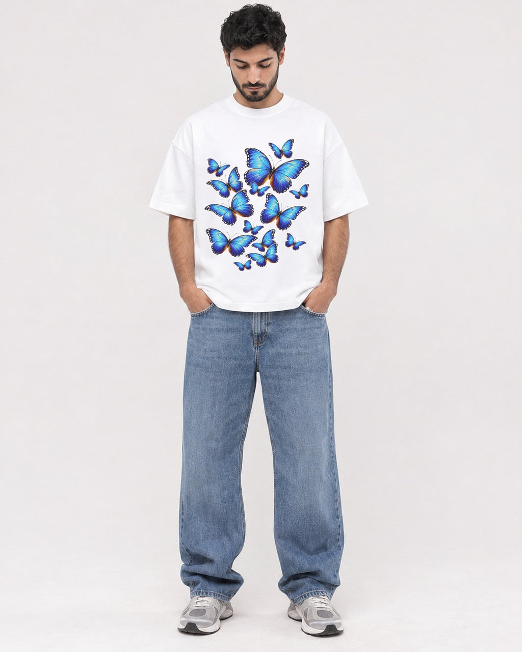 Mockup Boxy Heavyweight Tee White male full-body 07