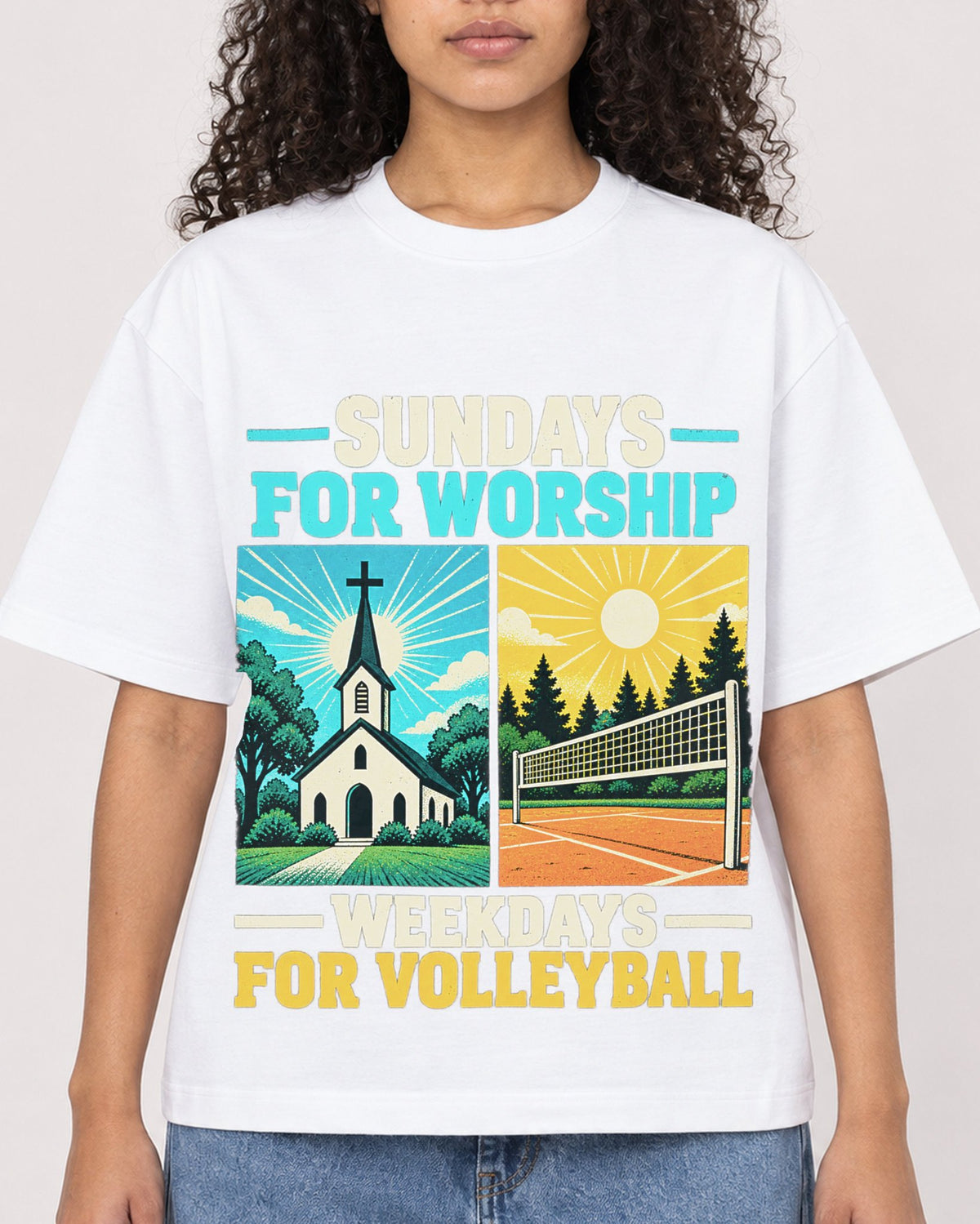 Mockup Boxy Heavyweight Tee White female close-up 10