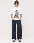Mockup Boxy Heavyweight Tee White female full-body 29