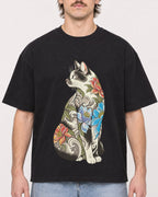 Mockup Boxy Heavyweight Tee Black male close-up 29