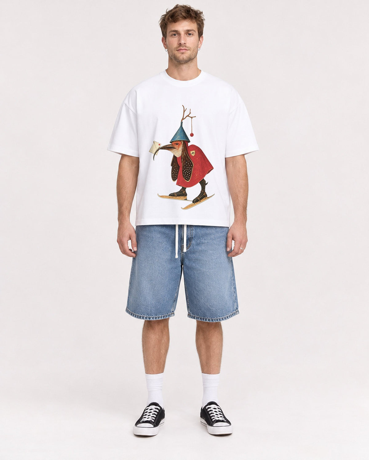 Mockup Boxy Heavyweight Tee White male full-body 08