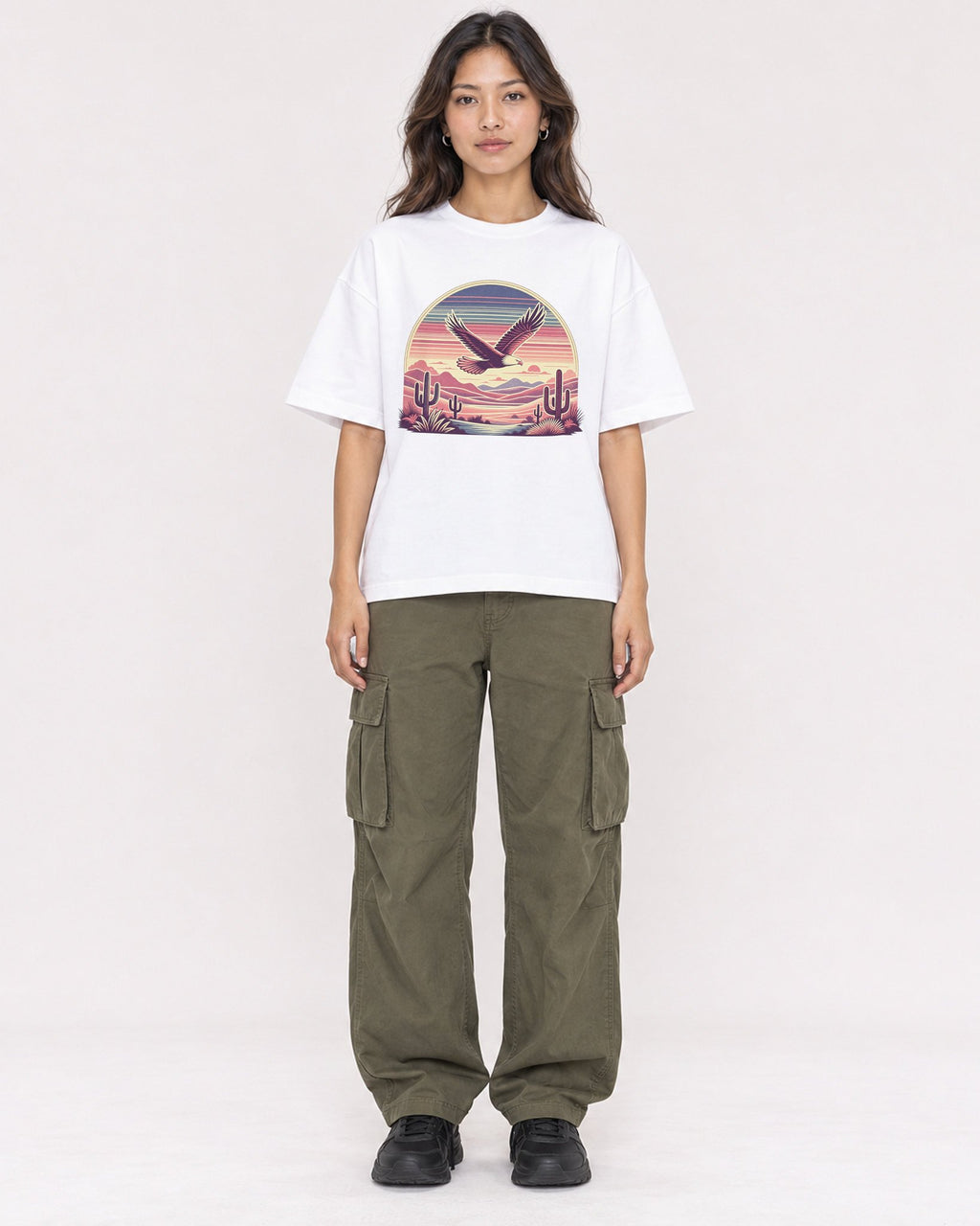 Mockup Boxy Heavyweight Tee White female full-body 02