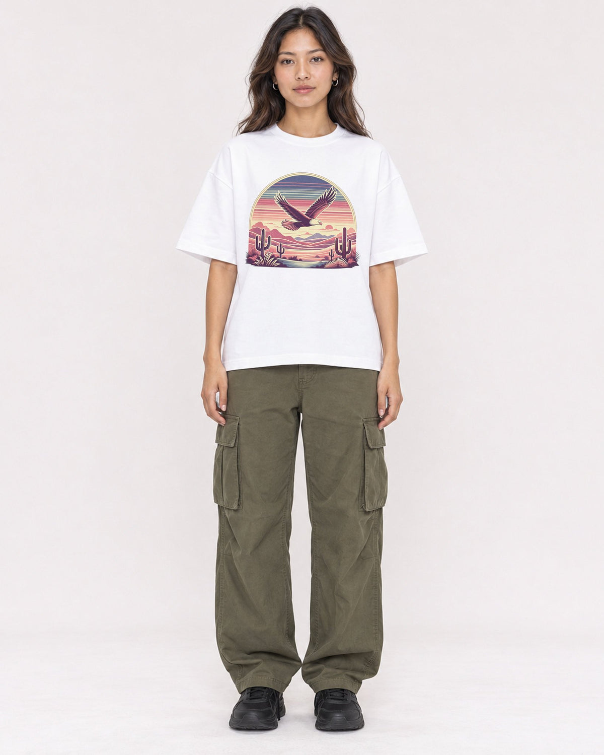 Mockup Boxy Heavyweight Tee White female full-body 02