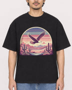 Mockup Boxy Heavyweight Tee Black male close-up 02