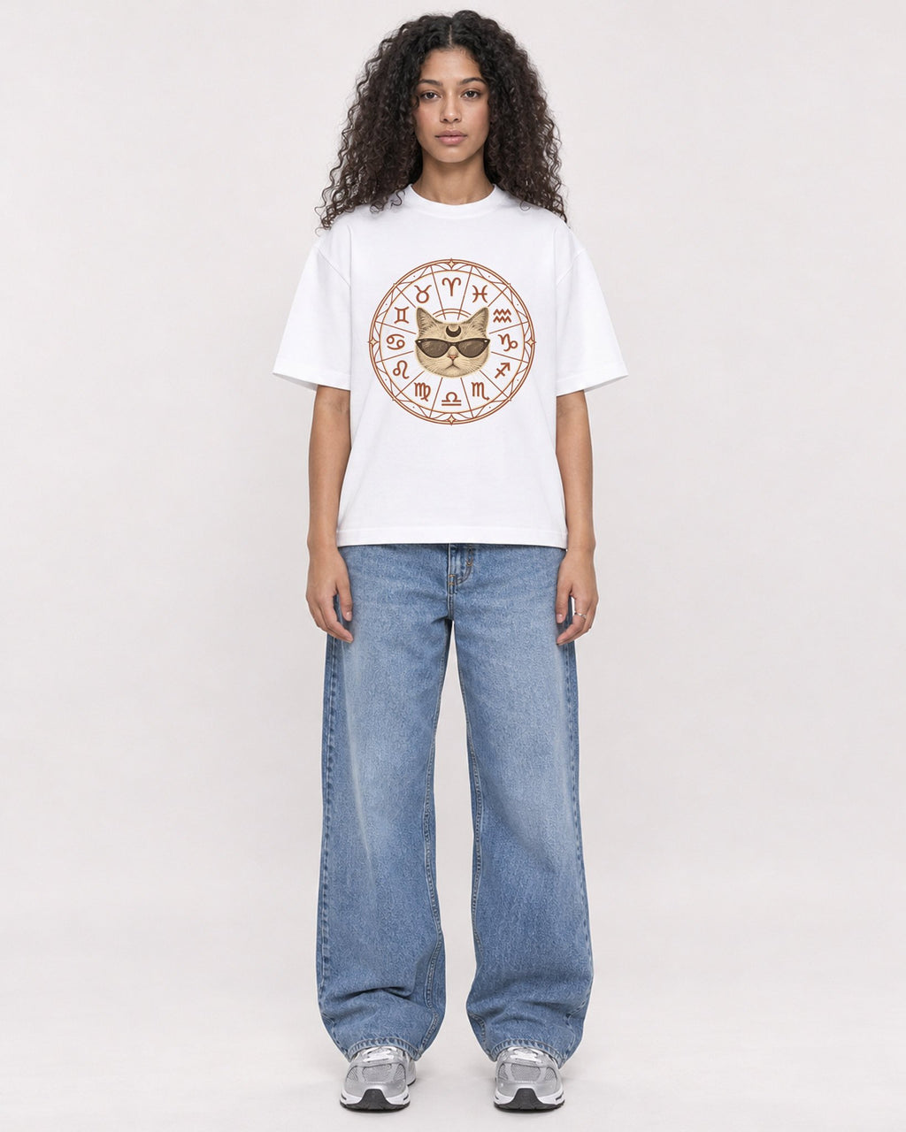 Mockup Boxy Heavyweight Tee White female full-body 10