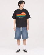 Mockup Boxy Heavyweight Tee Black male full-body 11