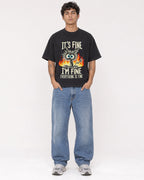 Mockup Boxy Heavyweight Tee Black male full-body 06
