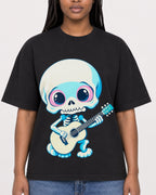 Mockup Boxy Heavyweight Tee Black female close-up 04