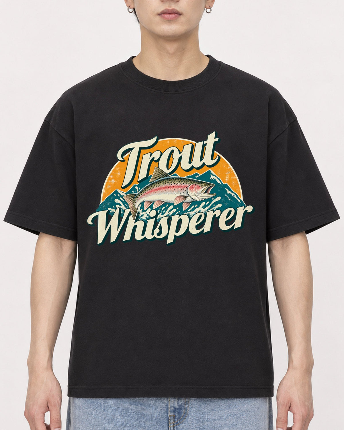 Mockup Boxy Heavyweight Tee Black male close-up 01