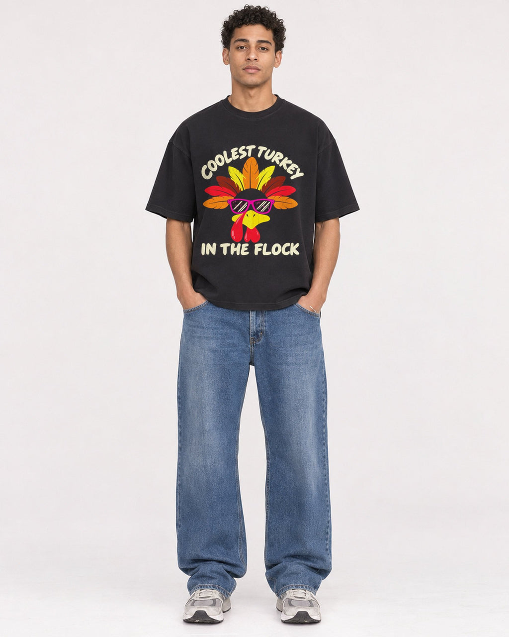 Mockup Boxy Heavyweight Tee Black male full-body 10