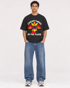 Mockup Boxy Heavyweight Tee Black male full-body 10