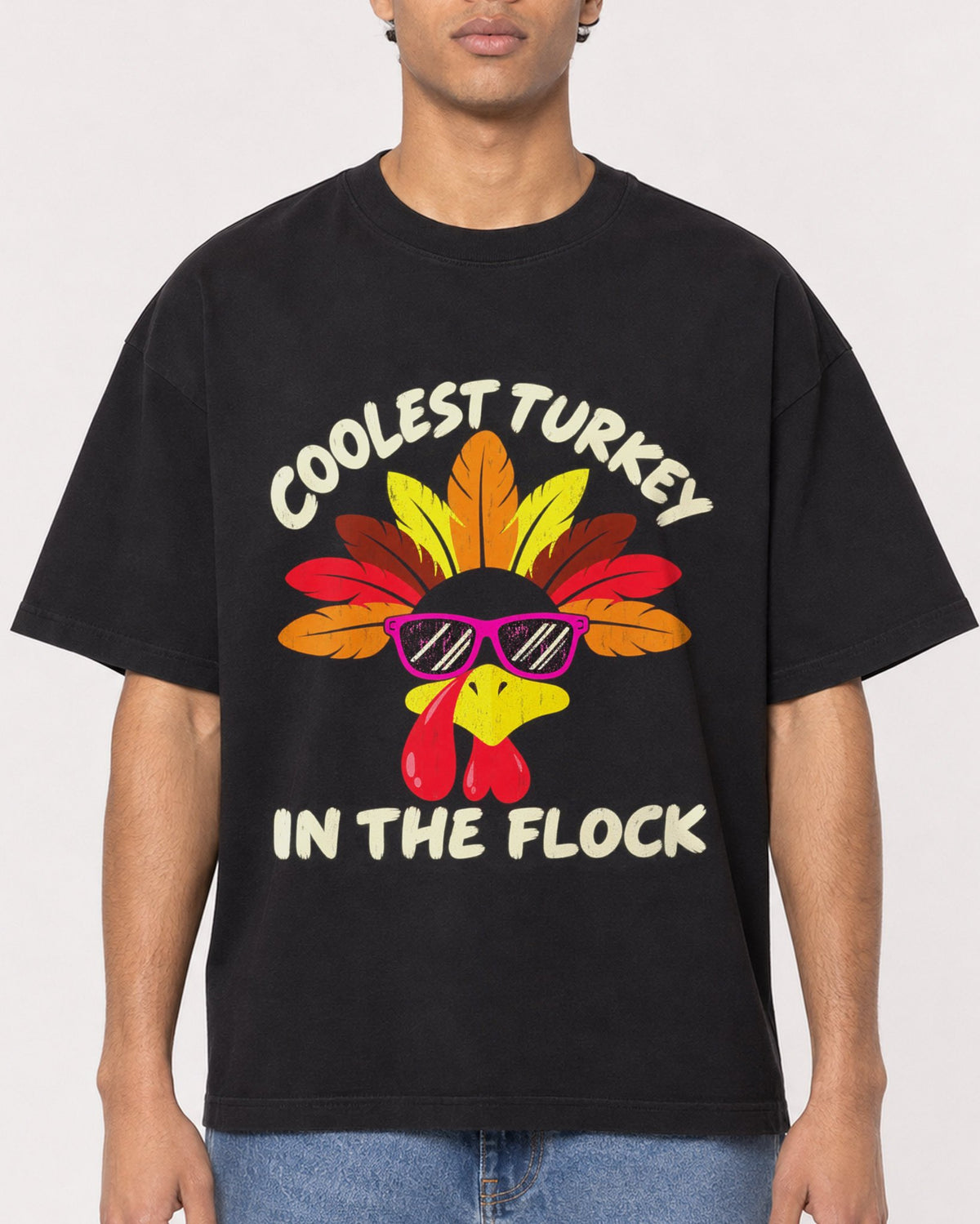 Mockup Boxy Heavyweight Tee Black male close-up 10