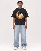 Mockup Boxy Heavyweight Tee Black male full-body 05