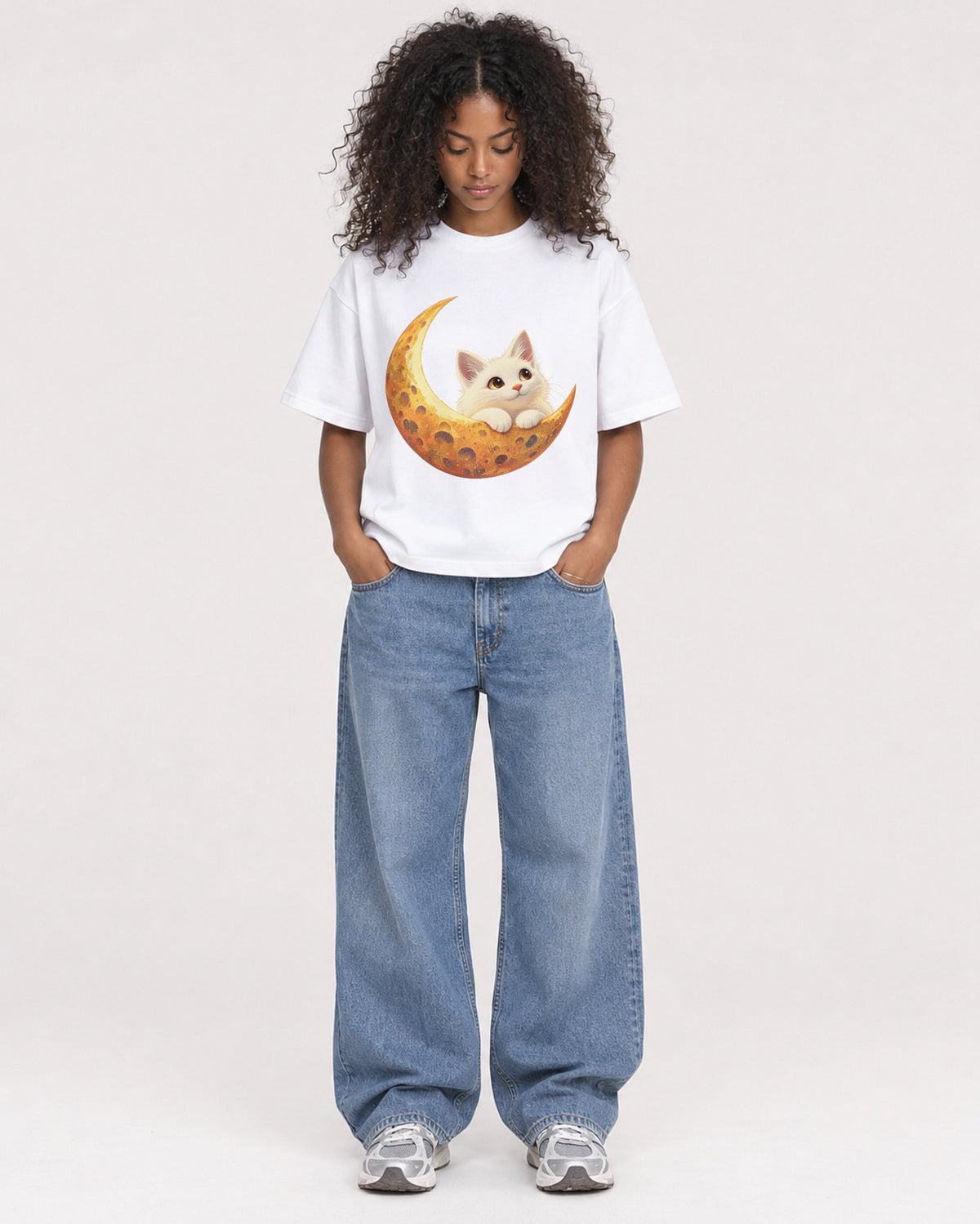 Mockup Boxy Heavyweight Tee White female full-body 05