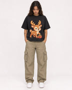 Mockup Boxy Heavyweight Tee Black female full-body 06