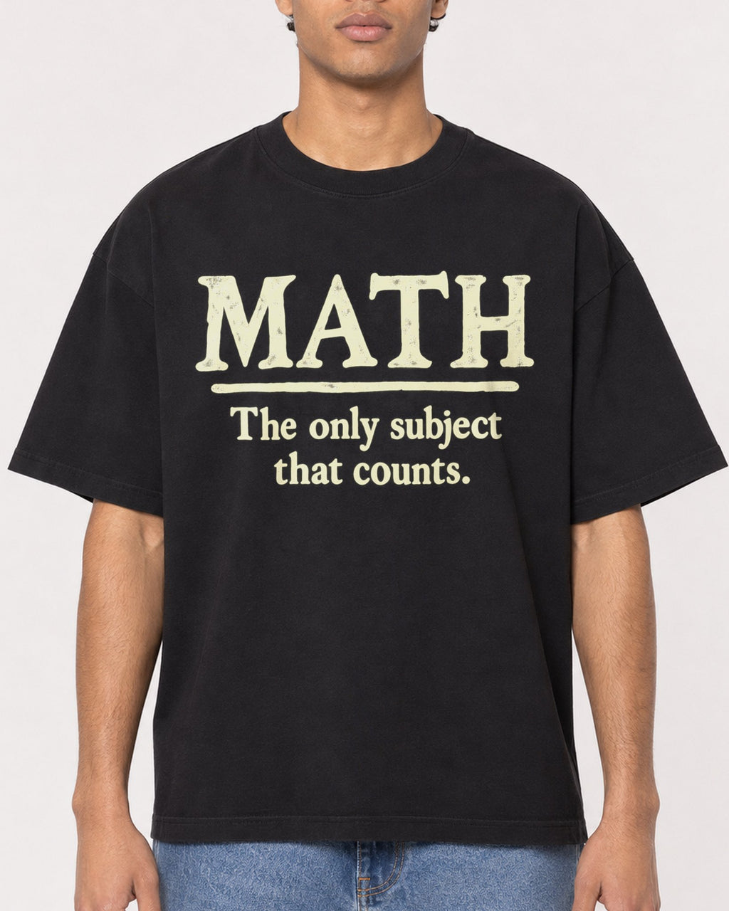 Mockup Boxy Heavyweight Tee Black male close-up 10