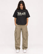 Mockup Boxy Heavyweight Tee Black female full-body 06