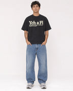Mockup Boxy Heavyweight Tee Black male full-body 06