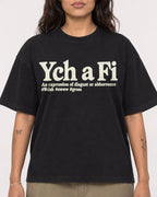 Mockup Boxy Heavyweight Tee Black female close-up 06