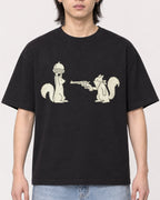 Mockup Boxy Heavyweight Tee Black male close-up 41