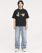 Mockup Boxy Heavyweight Tee Black male full-body 41