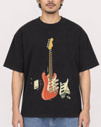 Mockup Boxy Heavyweight Tee Black male close-up 02