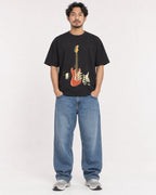 Mockup Boxy Heavyweight Tee Black male full-body 02
