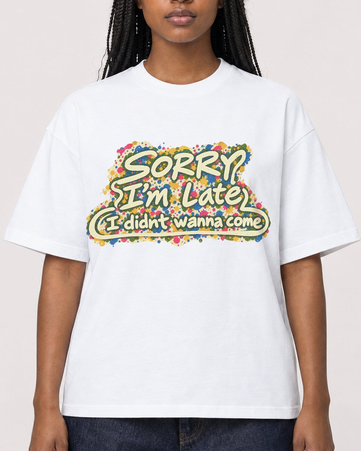 Mockup Boxy Heavyweight Tee White female close-up 04