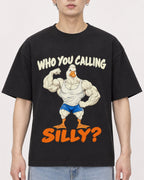 Mockup Boxy Heavyweight Tee Black male close-up 01