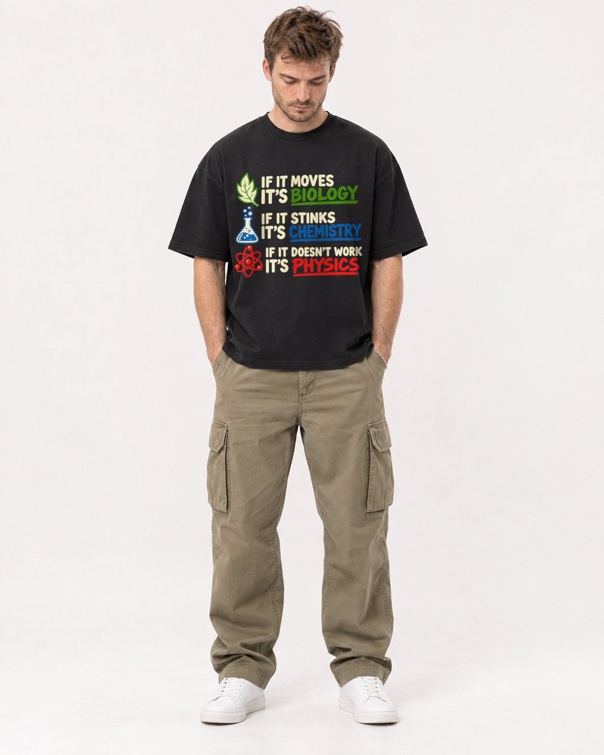Mockup Boxy Heavyweight Tee Black male full-body 08
