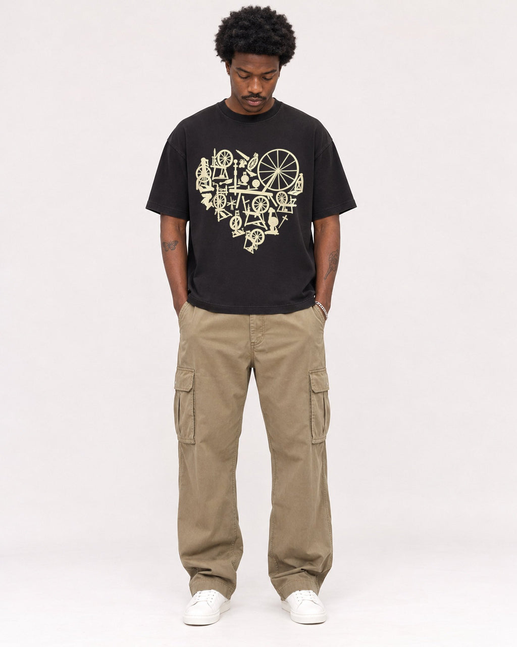 Mockup Boxy Heavyweight Tee Black male full-body 24